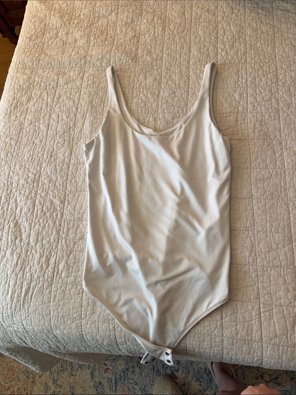 Abercrombie & Fitch White Snap-Back Tank Bodysuit